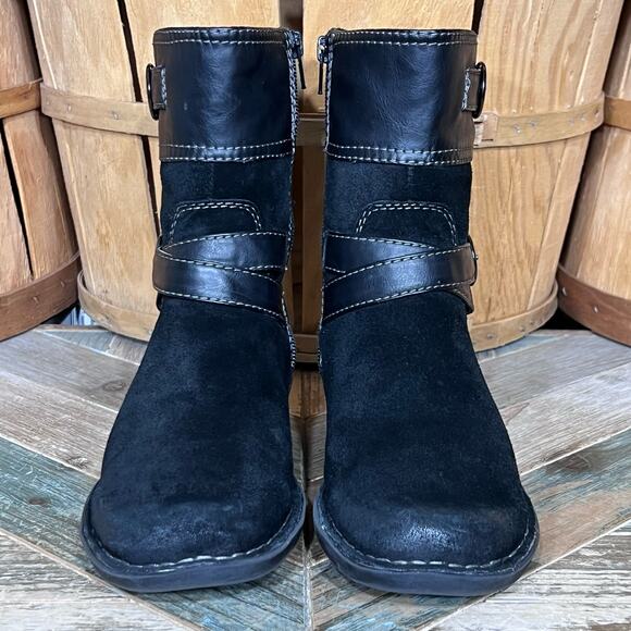 Clarks Bendables Whistle Ranch Black Suede Leather Zip-Up Mid Boots Women Size 7 - Picture 4 of 12